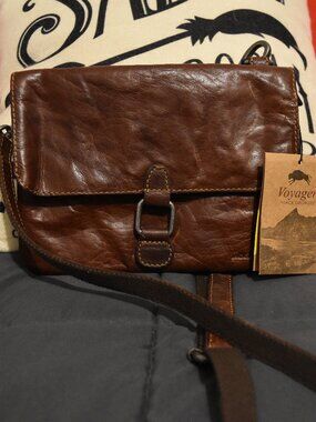 Jack Georges Voyager Brown Leather Crossbody Shoulder Bag NWT